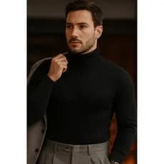 Camisa Masculina Cacharrel Segunda Pele Manga Longa Gola Alta Canelado Premium