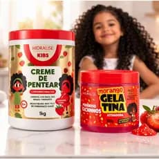 KIT KIDS Hidralise Creme 1KG + Gelatina  Definição Leve Sem Frizz para Cachinhos