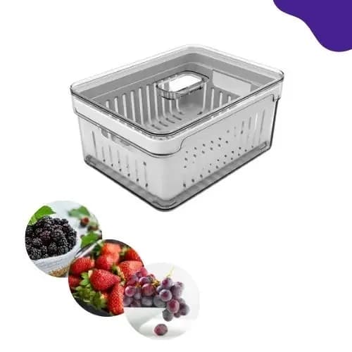 Organizador com Cesto de Geladeira Alimentos Frutas Verduras Legumes Salada 2,2L Clear Fresh OU