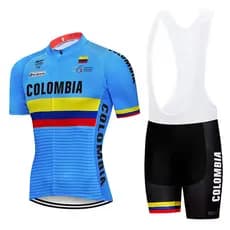 Outono Verão Colômbia Ciclismo Jersey 9D Conjunto MTB Uniformes Vestuário De Bicicleta Quick Dry Bike Clothes Fato Curto Maillot Culotte Para Homens