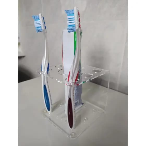 Suporte de Mesa e Balcão para escova e pasta de Dentes, Porta escova de dentes em acrílico