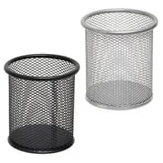 ORGANIZADOR DE MESA PORTA CANETA ARAMADO REDONDO PRETO/PRATA ESCRITÓRIO