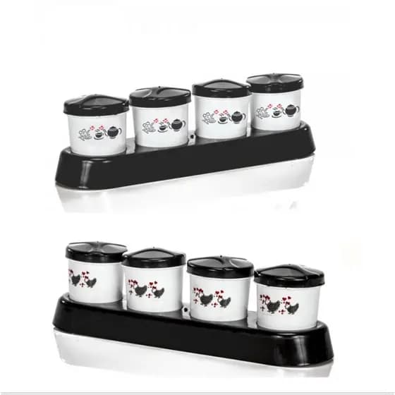 Conjunto Porta Tempero Condimento Com 4 Potes Plástico Ercaplast