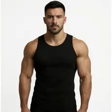 Regata Masculina Americana Ribana Canelada Algodão com Elastano  Slim Academia Basica Casual