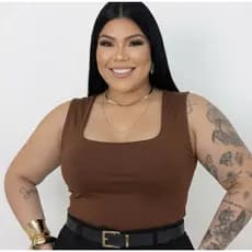 Blusinha Regata Plus Size Decote  Quadrado Social Verão Chique Gola Quadrada Elegante Regatinha Plus Feminina