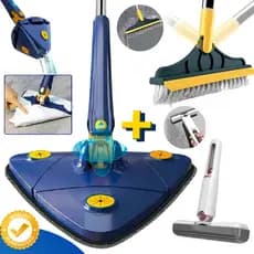 Esfregão Limpeza Mop Triangular Teto Vidros Paredes + Escova Vassoura Rodo Banheiro Box + Mini MOP