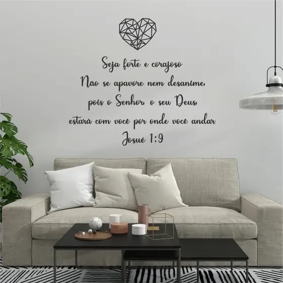 Frase Versiculo MDF "Seja forte e corajoso!" Josué 1:9 Decorativo Parede quadro Moldura Motivação Motivacional