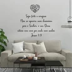 Frase Versiculo MDF "Seja forte e corajoso!" Josué 1:9 Decorativo Parede quadro Moldura Motivação Motivacional