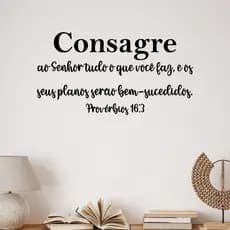 Versículo Frase Provérbios 16:3 Decorativo Mdf Preto