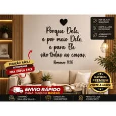 Frase Versiculo Romanos 11:36 Porque Dele e Por Meio Dele Mdf Decorativo Frase Parede Religiosa Decoração Bíblico Cristã