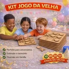 Lembrancinha Kit Jogo da Velha MDF Festa Infantil Aniversário Escolar Educativo Tabuleiro Brinquedo Presente Jogo