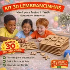 Kit 30 Jogo da Velha MDF Lembrancinha Festa Infantil Aniversário Escolar Educativo Tabuleiro Brinquedo Presente Jogo