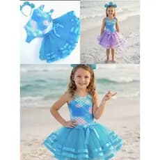 Fantasia infantil sereia  kit 3pçs body saia tule c babadinhos Carnaval halloween aniversário.