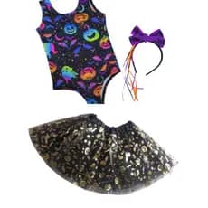 Fantasia infantil halloween kit 3pçs saia tule Body bore colan carnaval aranha abóbora evento escolar.
