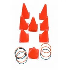 kit cones com argolas 6cones 10 argolas brinquedo coordenação educativo motora.