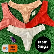 Kit 5 Calcinhas Empina Bumbum Fio Dental Duplo Conforto Sensual Sem Costura no Bumbum