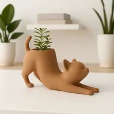 Vaso Suculenta Gato Cachepot Gato Espreguiçando Decorativo coisas legais para casa