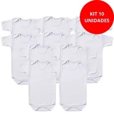 Kit 10 Body Branco Bebê Suedine 100% Algodão Manga Curta Longa ou Regata