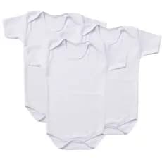 Kit 3 Body Branco Bebê Suedine 100% Algodão Manga Curta Longa ou Regata