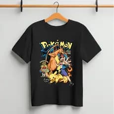Camiseta Pokemon 100% Algodão Camisa Anime Pikachu Adulto Unissex