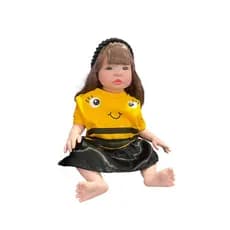 Boneca Bebê Reborn Bore Abelhinha Corpo de Silicone Barata Realista 100% Vinil siliconado + iten