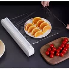 Suporte Cortador De Embalagem De Alimentos 37x6x6cm Plástico Filme Com Imã Ventosa Cozinha Alumínio Top House