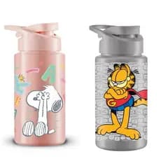Garrafa Squeeze Plastico Infantil Criança Menino Menina Personagem Garfield com tampa e alça 500ml