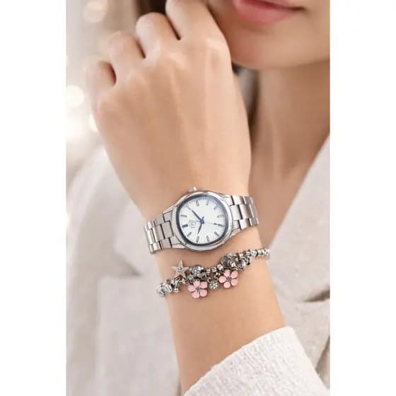 Relógio Feminino Luxo Dourado/Prata Elegante / Pulseira Fina Aço Inoxidável Presente Delicado