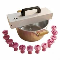Panela de Brigadeiro Pequena 22 cm de diâmetro + 15 Brindes - Aluminio Grosso, Haste inox - Faz uma receita em 5 minutos