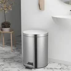 Lixeira Inox 5L Redonda Multiuso – Compacta, Elegante e Ideal para Banheiro, Cozinha ~ Escritório