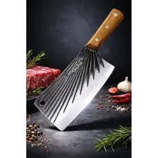 Cutelo Faca Profissional 30cm Aço Inox Cabo Madeira Açougue Carne Osso Cozinha Pesada