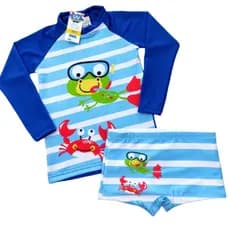 Conjunto Praia Infantil Menino UV50+ Proteção Solar Camisa Manga Longa + Sunga Masculina Verão Promoção