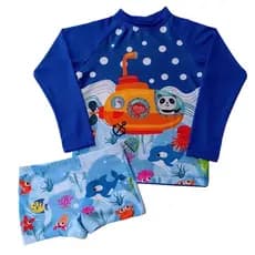 Conjunto Praia Infantil Menino Masculino UV50+ Camisa UV + Sunga