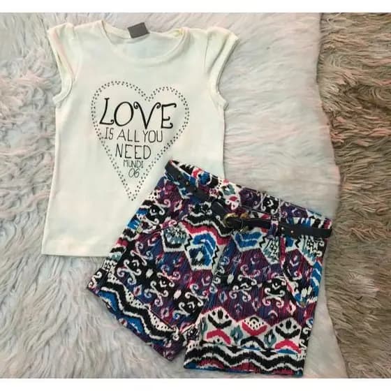 Conjunto Infantil Blusa e Short Sarja - Feminino