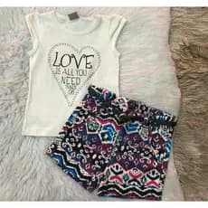Conjunto Infantil Blusa e Short Sarja - Feminino