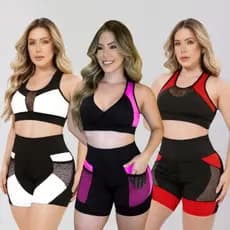 kit 3 Conjunto Fitness Feminino Modelos Diferentes Academia Caminhada Esporte Ar Livres Pilates