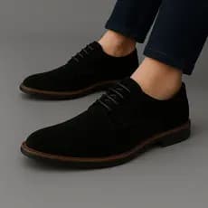 Sapato Oxford Elegante Brogue em Camurça Legitimo Esporte Fino Preto Lançamento