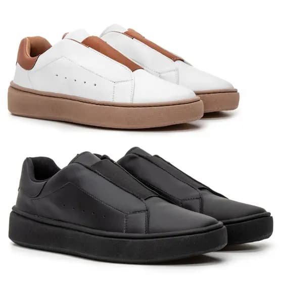 Kit 2 pares Sapatenis Masculino Sneaker Sem Cadarço Confort Casual Moda Masculina Premium