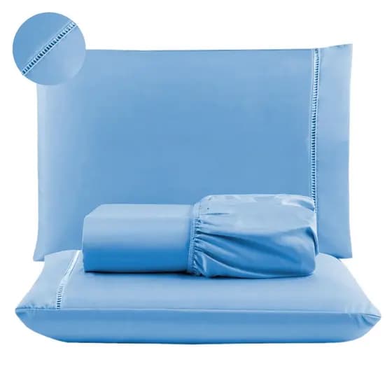 Jogo de Lençol Cama Casal Padrão 3 Peças Micro Percal 400 fios com Ponto Palito