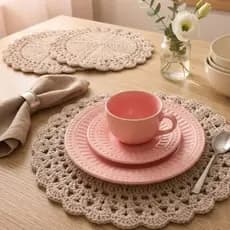 Suplat Mesa Posta Toalhinhas de Crochê Sousplat de Croche Jogo Americano Suplar Sousplat 30 cm