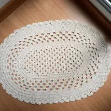 Tapete de Crochê Oval 60 cm x 40 cm Tapete Banheiro Artesanal