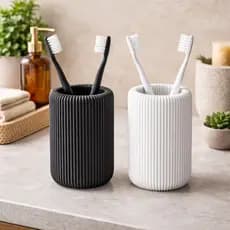 Porta Escova de Dente Canelado Moderno – Organizador de Banheiro Luxo Minimalista Decorativo