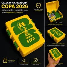 Caixa Organizadora para Figurinhas Copa 2026 – Estojo Porta Figurinhas Compacto e Resistente