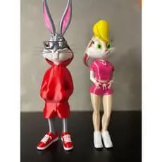 Pernalonga e Lola Bunny em 3D - Bonecos com Roupas Urbanas Inspirado em Looney Tunes