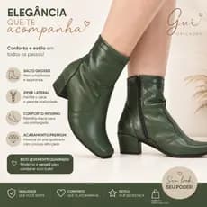 Coturno Feminino Bota Zíper Lateral De Saltinho Cores Bico Levemente Quadrado