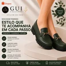 Mocassim Sapato Feminino Social Plataforma Detalhe Dourado Saltinho Básico Casual Verde militar Escuro