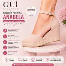 Sandália anabela salto grosso feminina macia feminina juta com fivela casual