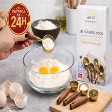 colher medidora, kit medidor, colher inox, colher dourada, colher gourmet, kit cozinha, colher de medida, colher para re