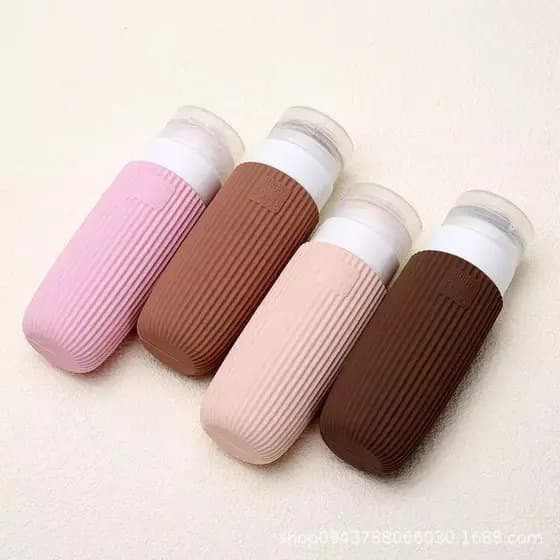 Kit Frascos Dispenser 90ML Silicone Com Estojo Transparente Para Produtos De Beleza