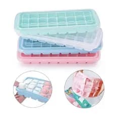 Kit 3 Formas Gelo Silicone Flexível 24 Cubos C/ Tampa